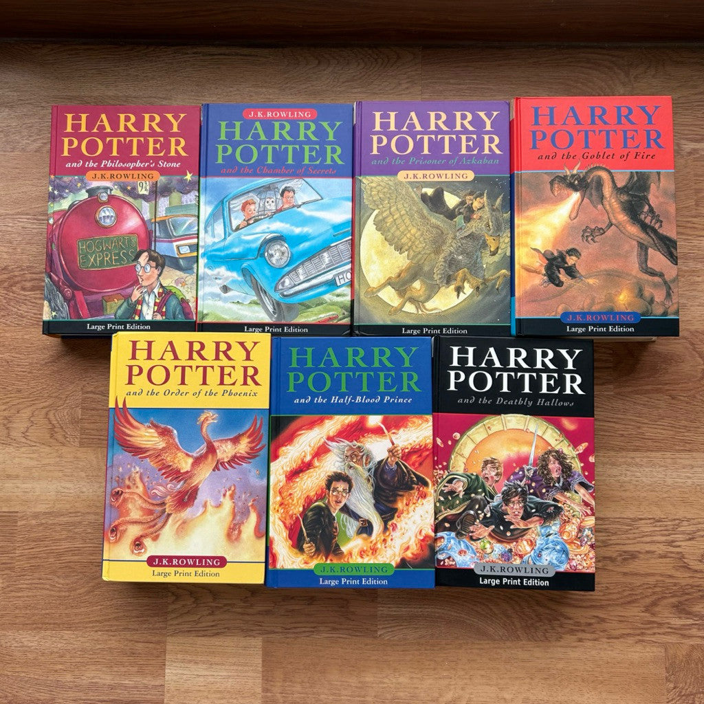 [1st Printings Bloomsbury UK] Harry Potter Complete Large Print Edition Hardcover First Edition First Printing Set
