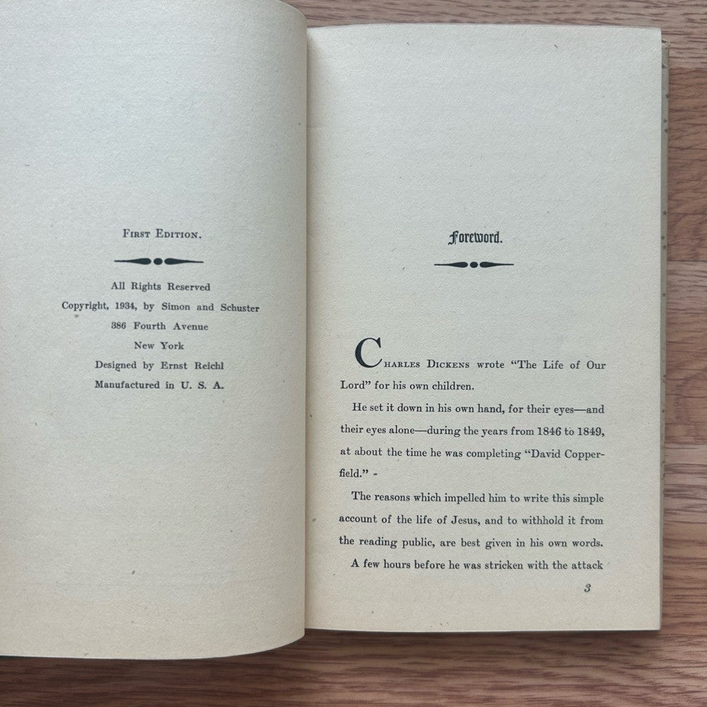 [1st Edition 1934] Hardcover The Life of Our Lord by Charles Dickens หนังสือ ภาษาอังกฤษ ปกแข็ง