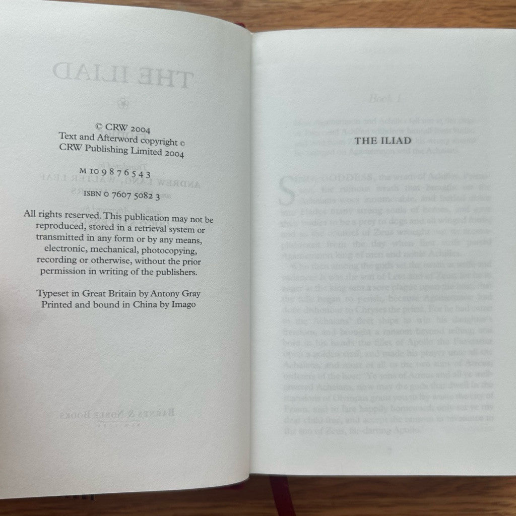 Hardcover The Iliad by Homer หนังสือ มหากาพย์อิเลียด (The Iliad) โดย โฮเมอร์ (Homer) ปกแข็ง
