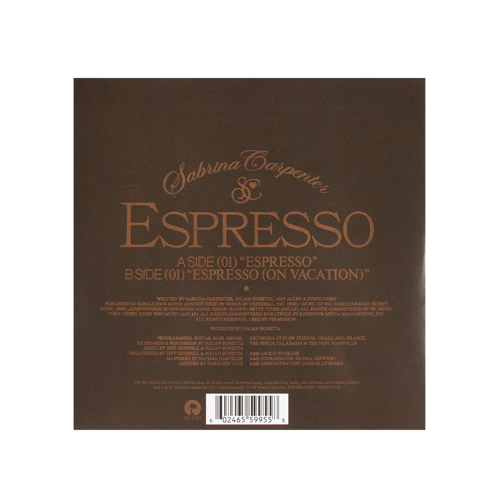 พร้อมส่ง🔥แผ่นเสียง Vinyl LP Sabrina Carpenter Espresso Chocolate Brown Colored 7" Vinyl แผ่นไวนิล [ใหม่และซีล SS]