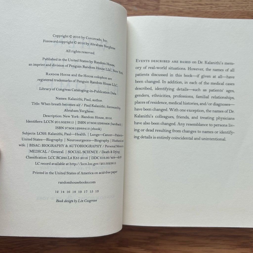 Hardcover When Breath Becomes Air by Paul Kalanithi หนังสือ ภาษาอังกฤษ ปกแข็ง